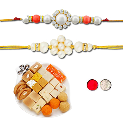 "COLOURFULL COMBO OF 2 RAKHI - JPJL-153CMB, 500gms of Assorted sweets - Click here to View more details about this Product